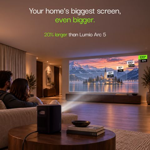 Lumio Arc 7 2026 (500 lm / 2 Speaker / Wireless / Remote Controller) Portable with 500 ANSI Lumens, Official Google TV & Netflix, Native 1080p Full HD, 4K Support, 120 - Image 5