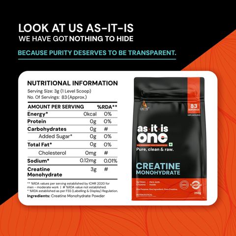 AS-IT-IS Nutrition One Monohydrate Creatine 250g Unflavored - Image 6