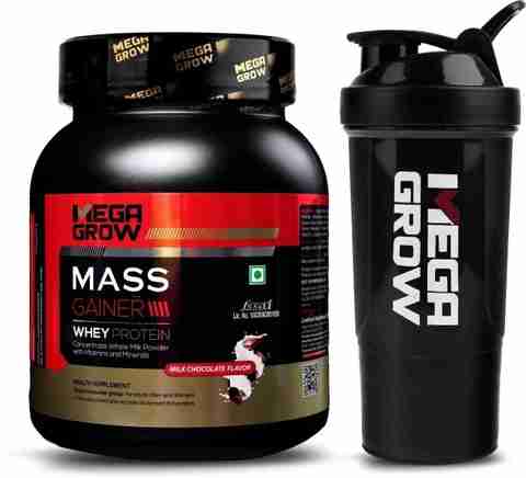 MEGAGROW Whey Protein Mass Gainer, Milk Chocolate, 1kg - Image 5