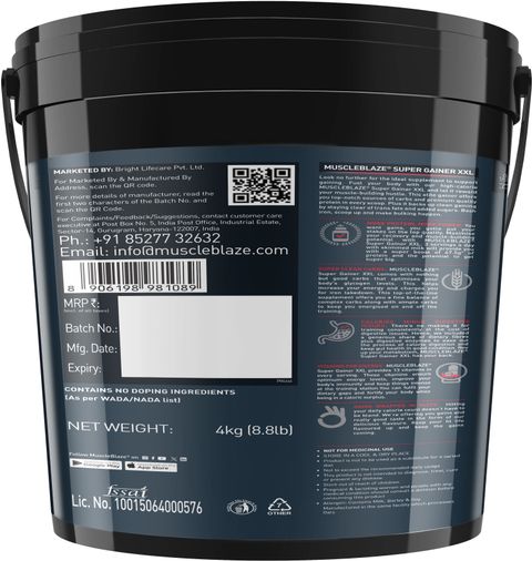 MUSCLEBLAZE Super Gainer XXL, For Muscle Gain Weight Gainers/Mass Gainers (4 kg, Chocolate) - Image 7