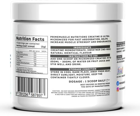 Primemuscle Nutritions Creatine Monohydrate Micronised Orange 100g - Image 5