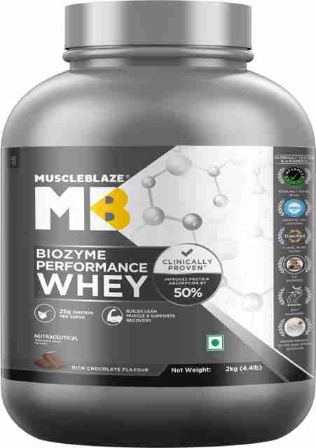 MUSCLEBLAZE Biozyme Performance Whey Protein, 2kg Rich Chocolate - Image 3