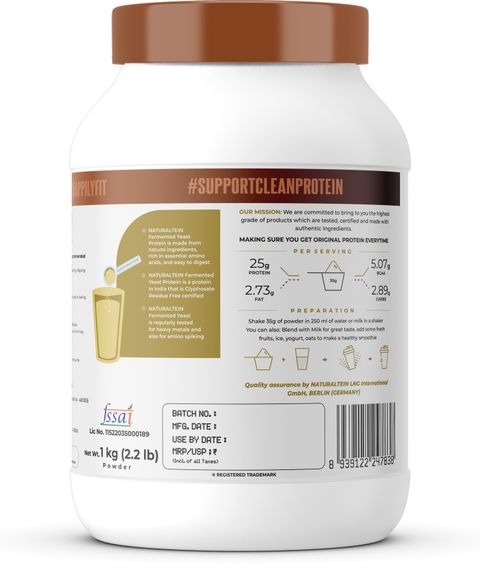 NATURALTEIN Fermented Yeast Protein Powder | 25g Protein Per Scoop | Vegan Plant Protein Plant-Based Protein (1 kg, Thandai) - Image 7