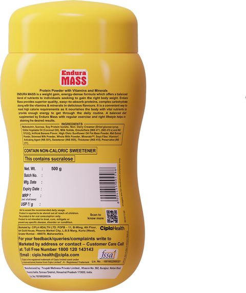 Endura Mass Weight Gainers/Mass Gainers (500 g, Banana) - Image 4