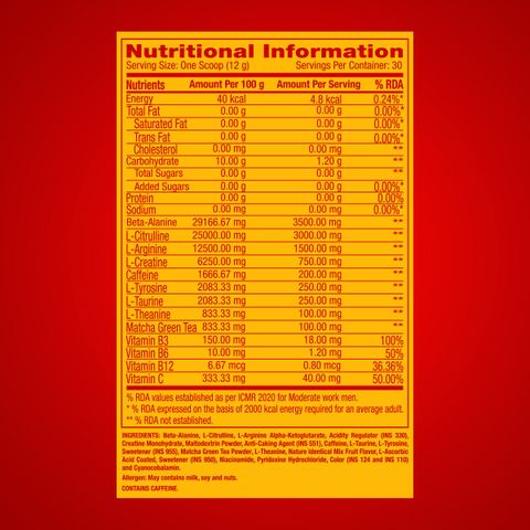 GNC Pro Performance Pre Workout (360 g, Fruit Punch) - Image 4