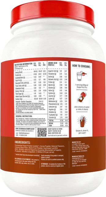 SUPERYOU Pro Fermented Yeast Protein 1kg Chocolate - Image 7
