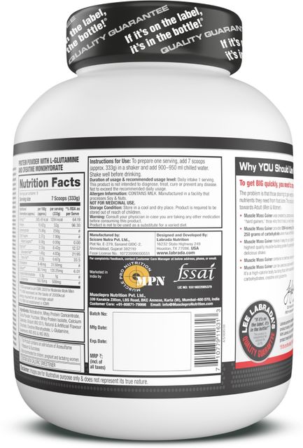 Labrada Muscle Mass Gainer Weight Gainer with Protein & Creatine Weight Gainers/Mass Gainers (3 kg, Chocolate) - Image 6