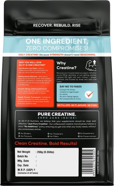 AS-IT-IS Nutrition One Monohydrate Creatine 250g Unflavored - Image 7