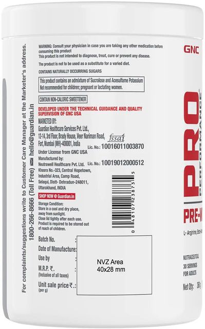 GNC Pro Performance Pre Workout (360 g, Fruit Punch) - Image 6