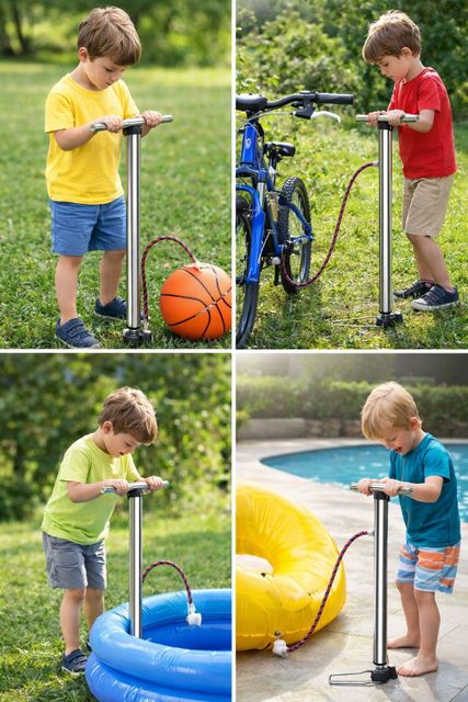 HK Sports Air Pump for Bicycles, Balls, and Inflatables (Silver) - Image 5