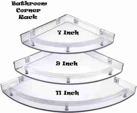 Senkiddpro Bathroom Corner Wall Shelf Rack 3in1 Unbreakable Plastic Acrylic Wall Shelf (Number of Shelves - 3, White) - Image 3