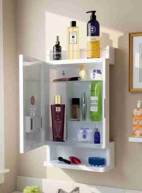 Morris Polypropylene Wall Shelf Bathroom Cabinet with Mirror Door - Image 5