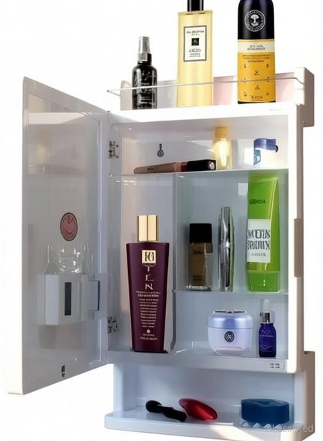 Morris Polypropylene Wall Shelf Bathroom Cabinet with Mirror Door - Image 7