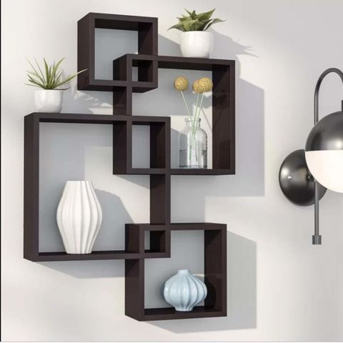 Online Craftbuzz Wooden Mounted Rack 4-Shelf Black MDF Wall Shelf - Image 8