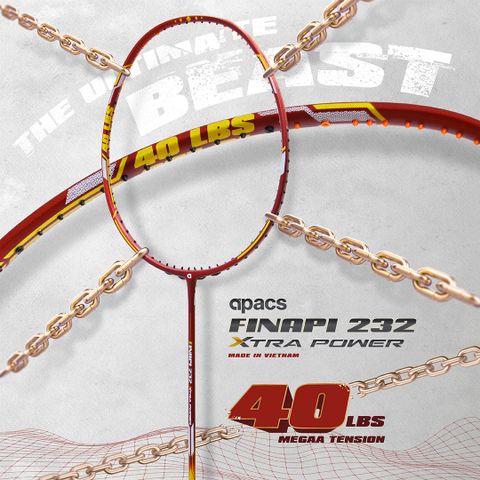 apacs Finapi 232 Xtra Power (40 LBS, 40T Extra Strong Graphite) Blue, Gold Unstrung Badminton Racquet (Pack of: 1, 85 g) - Image 6