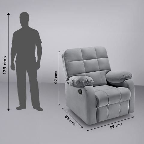 Sleepyhead RX5 Designed by Duroflex - Single Seater Durable Spring Support Fabric Manual Recliner (Finish Color - Steel Grey, DIY(Do-It-Yourself)) - Image 7