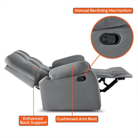 Sleepyhead RX5 Designed by Duroflex - Single Seater Durable Spring Support Fabric Manual Recliner (Finish Color - Steel Grey, DIY(Do-It-Yourself)) - Image 8