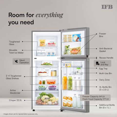 IFB 241L Frost Free Double Door 2 Star Convertible Refrigerator - Image 7