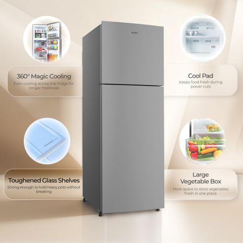 Haier 240L Frost Free Double Door 2 Star Refrigerator (Moon Silver, - Image 4
