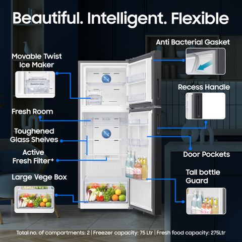 Samsung 350 L Frost Free Double Door 2 Star Refrigerator with Convertible 5-in-1, Wifi Enabled, Bespoke AI, Digital Inverter, 2026 Model (EZ CLEAN STEEL, RT38HG5A42SLHL) - Image 8