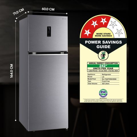 LG 322L Frost Free Double Door 3 Star Convertible Refrigerator - Image 7