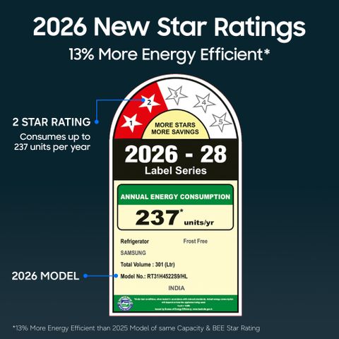 Samsung 301 L Frost Free Double Door 2 Star Refrigerator with Convertible 5-in-1, Digital Inverter, Digital Display, 2026 Model (REFINED INOX, RT31H4522S9/HL) - Image 7