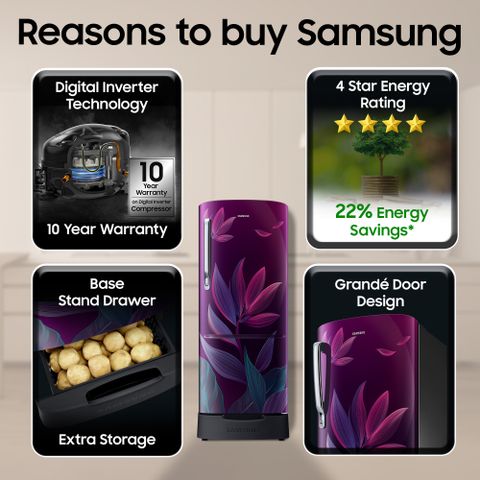 Samsung 183L Direct Cool Single Door 4 Star Refrigerator, Purple - Image 8