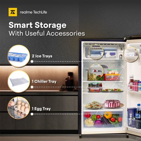 realme TechLife 180 L Direct Cool Single Door 4 Star Refrigerator (Polaris Blue, 180BD5RM25-PB) - Image 8