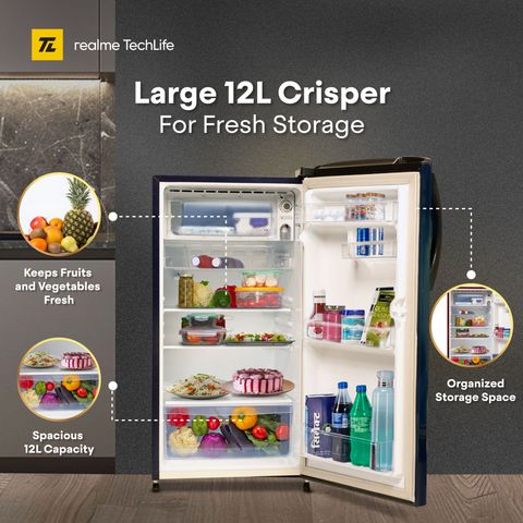 realme TechLife 180 L Direct Cool Single Door 4 Star Refrigerator (Polaris Blue, 180BD5RM25-PB) - Image 7