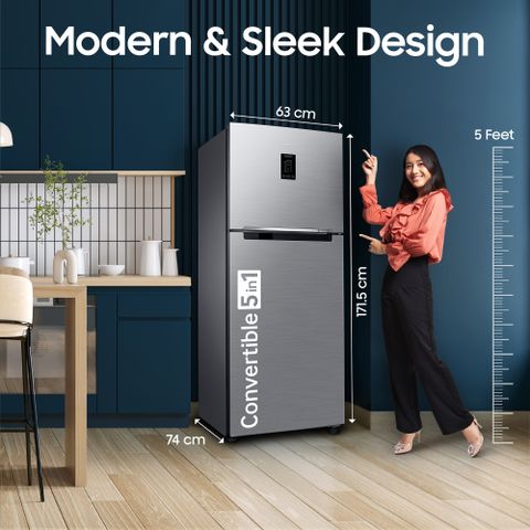 Samsung 301 L Frost Free Double Door 2 Star Refrigerator with Convertible 5-in-1, Digital Inverter, Digital Display, 2026 Model (REFINED INOX, RT31H4522S9/HL) - Image 6