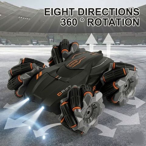 guptagoodies High-Speed Drift Stunt RC Car 360° Rotation Black Red - Image 8
