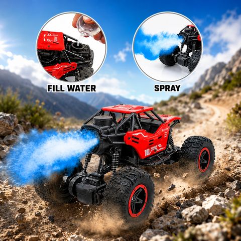 Buddynjoy High Speed RC Offroad Monster Rock Crawler 4x4 - Remote Control Car with Smoke (Dark Red) - Image 7