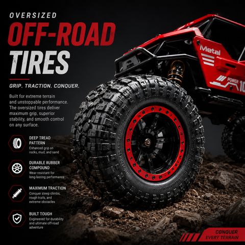 Buddynjoy High Speed RC Offroad Monster Rock Crawler 4x4 - Remote Control Car with Smoke (Dark Red) - Image 8