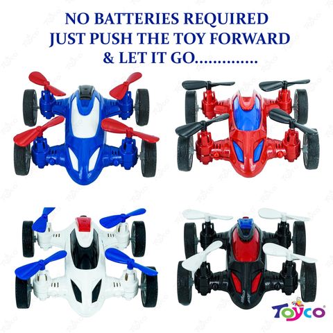 Toyco Friction Powered Quadcopter Mini Drone Shaped Toy Car, No Batteries Required (Multicolor) - Image 7