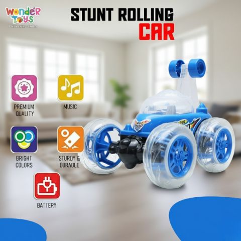 Wonder 360Â° Spin & Stunt RC RacerâLED Light-Up Remote-Control Car with Music & Flip Car (Blue) - Image 6
