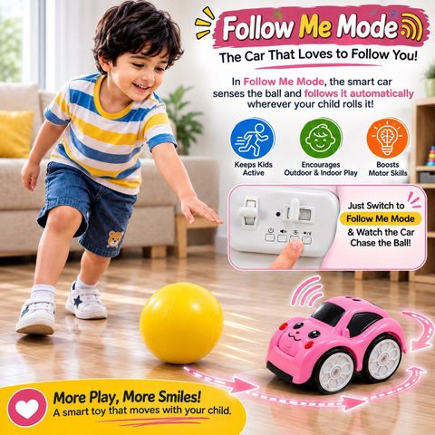 LoLoToyzz Magic Induction Follow Me Smart RC Car Toy with 2.4GHz Remote Control (Pink) - Image 6