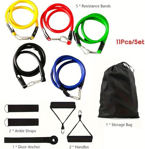 Athlian Band/Toning Set of 11 with Workout Chart (Multicolor) - Image 6
