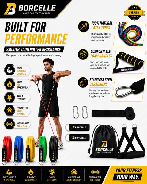 BORCELLE 11 IN ONE RESISTANCE BAND Resistance Tube (Multicolor) - Image 7