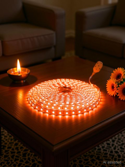 Volt Vision 1200 LEDs 5 m Orange Steady Strip Rice Lights (Pack of 1) - Image 3