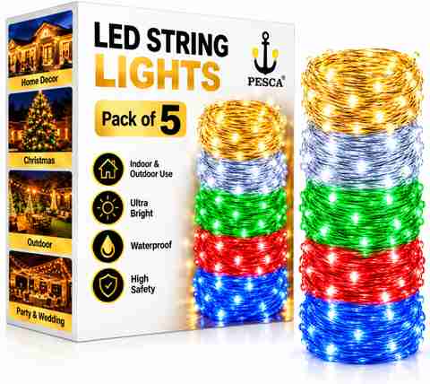 PESCA 40 LEDs 11 m Multicolor Steady String Rice Lights (Pack of 5) - Image 5
