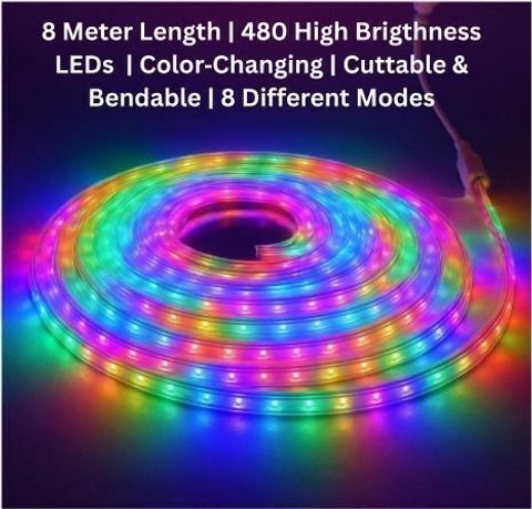 The CharmingFinds Hub 480 LEDs 8 m Multicolor Flickering, Color Changing, Steady Strip Rice Lights (Pack of 1) - Image 6