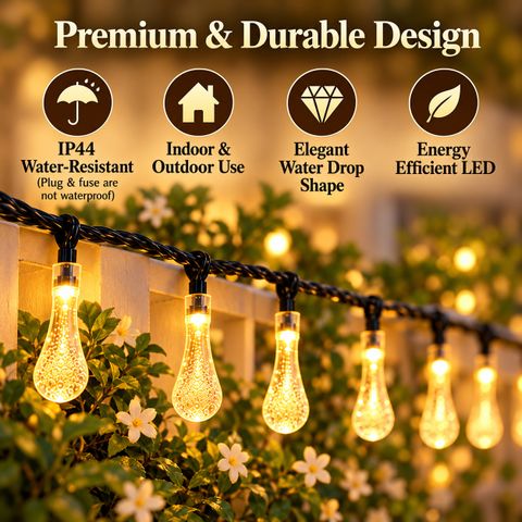 Refulgix 16 LEDs 3.5m Yellow Water Drop Rice Lights - Image 6