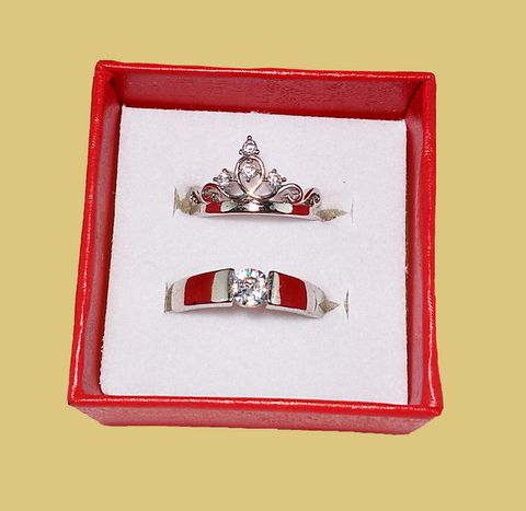 ruby collection Couple Rings Alloy Zircon NA, Silver Plated Ring Set - Image 6