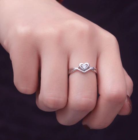Devora Sizzling Solitaire Adjustable Heart Ring - Image 7