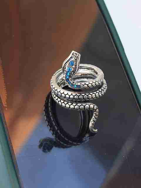 Thrillz Snake Silver Rings For Men Girls Adjustable Stylish Silver
