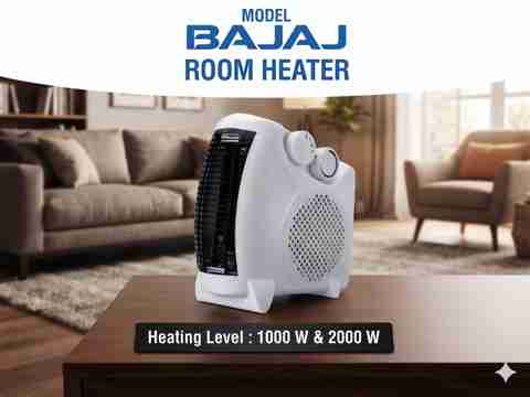 BAJAJ Model Energy Saver 1000W & 2000W Watt Fan Room Heater // Overheat Protection Fan Room Heater - Image 2