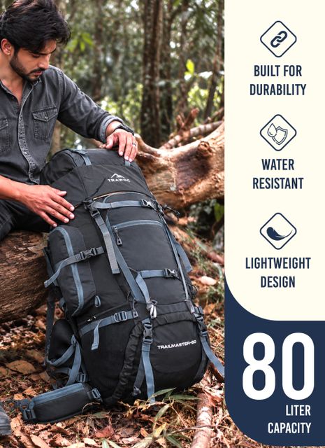 TRAWOC Trailmaster 80L Travel Backpack (Grey, Yellow) - Image 6