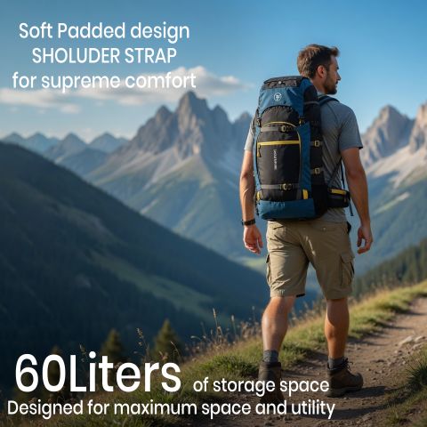 TRAVEL POINT WATERPROOF TREKKING BAG HIKKING BACKPACK FOR OUTDOOR Rucksack - 60 L (Multicolor) - Image 8