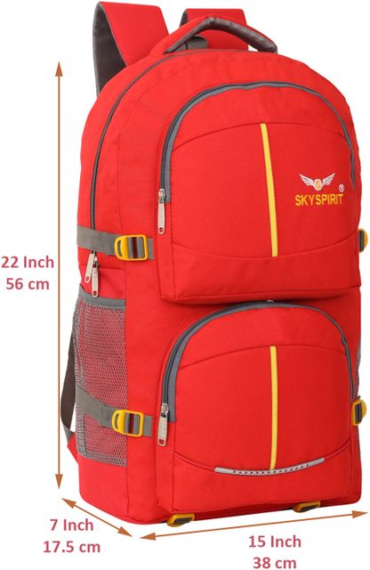 sky spirit 55L Large Rucksack +40 L Duffle Bag | Outdoor Trekking & Travel Bag Set | Unisex Rucksack - 55 L (Red) - Image 7