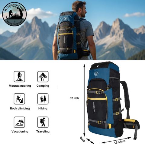 TRAVEL POINT WATERPROOF TREKKING BAG HIKKING BACKPACK FOR OUTDOOR Rucksack - 60 L (Multicolor) - Image 7